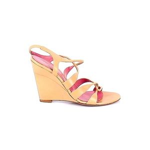 Sergio Rossi Wedge Heel Sandals Tangerine Pink